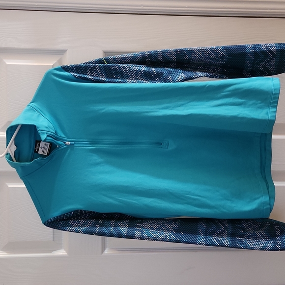 Nike Tops - Nike Aqua Quarter-Zip with Patterned Sleeves Ski Shirt
